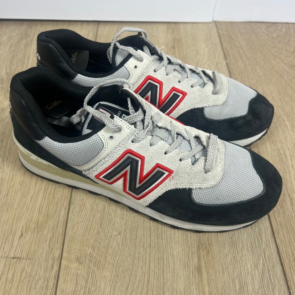New Balance 574 Sneakers Grey Black Red. Mens Size 12